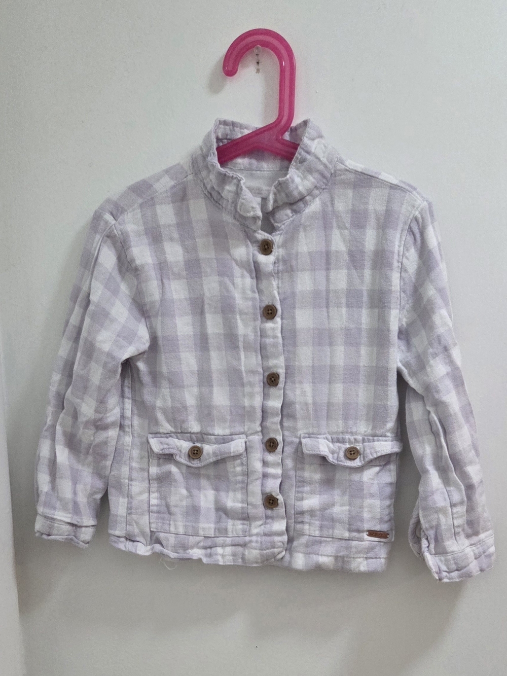 Tahari Girl Lavender Plaid Button-Front Jacket